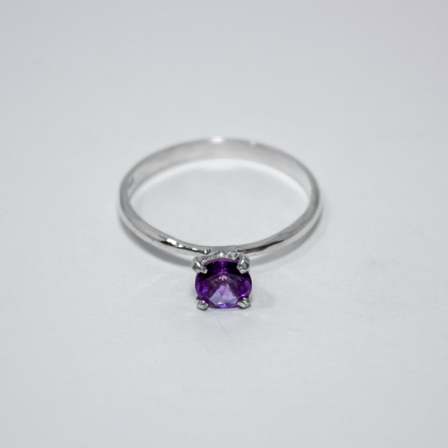 Amethyst Solitaire Sterling Silver Ring